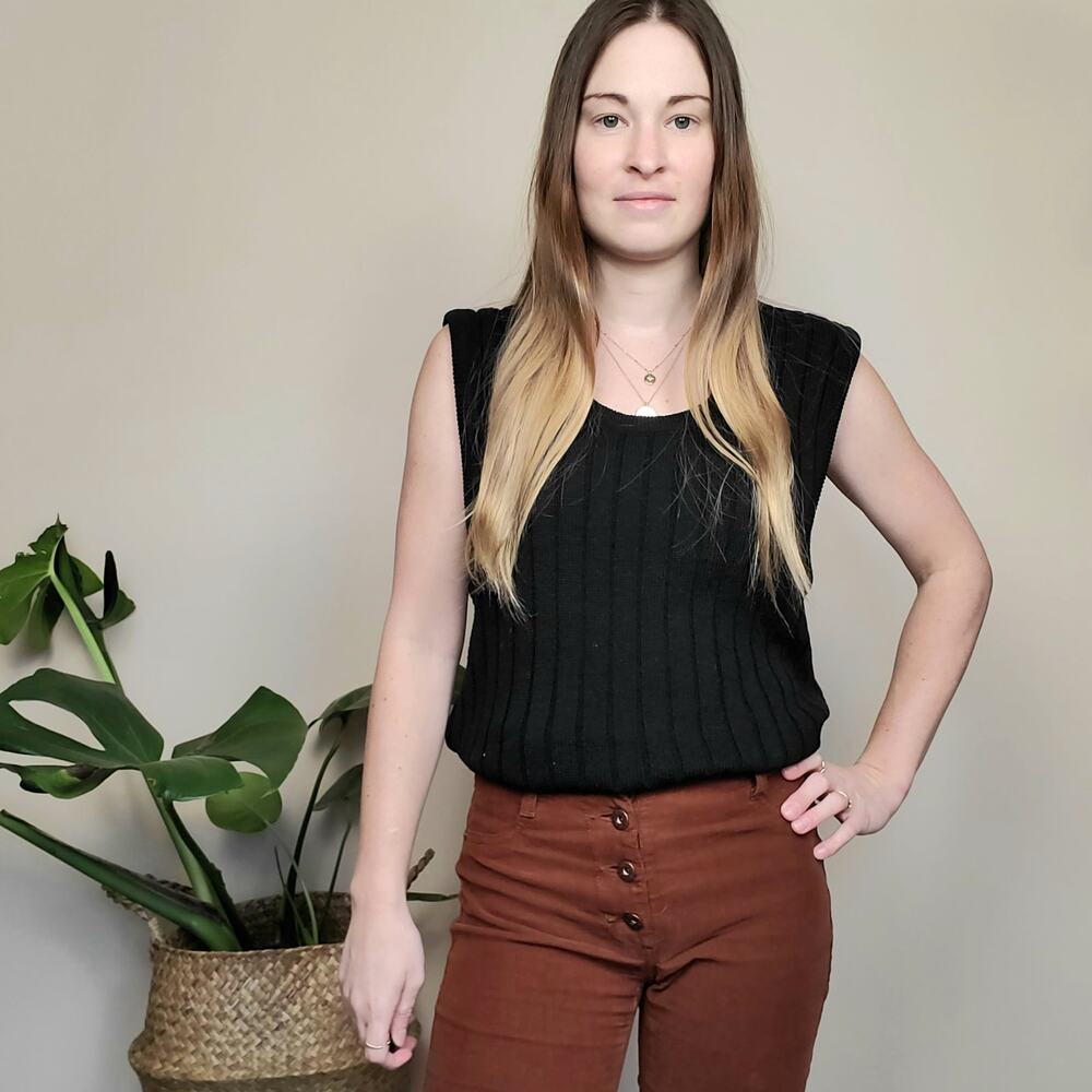 Vintage 70s Sweater Vest Black Medium